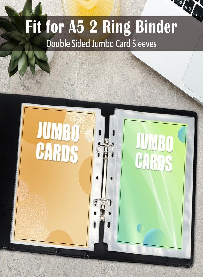 WITHYU 50 Pack Jumbo Card Sleeves for A5 3/6 Ring Binders, 5.7" x 7.9" Ultra-Clear Top-Loading Sheets, Double-Sided Design with 100 Pockets, Oversized Card Protectors - Image 2